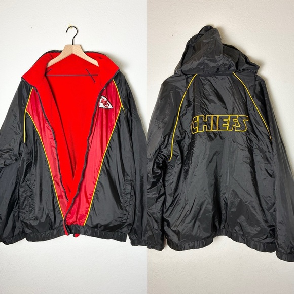 NFL Other - Kansas City Chief’s Football Black Red Sports Reversible Jacket Windbreaker NFL